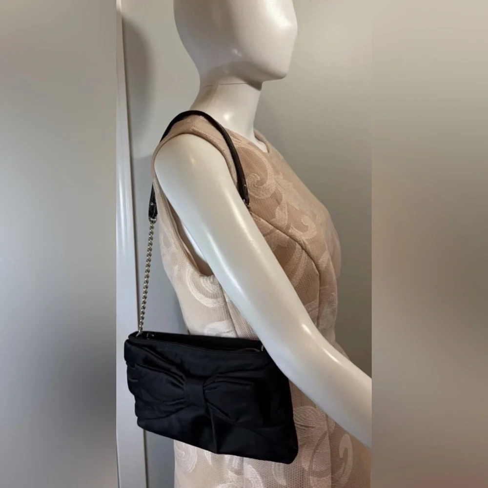 Kate Spade Have Courage Shoulder Bag Black Nylon Bow PXRU2267